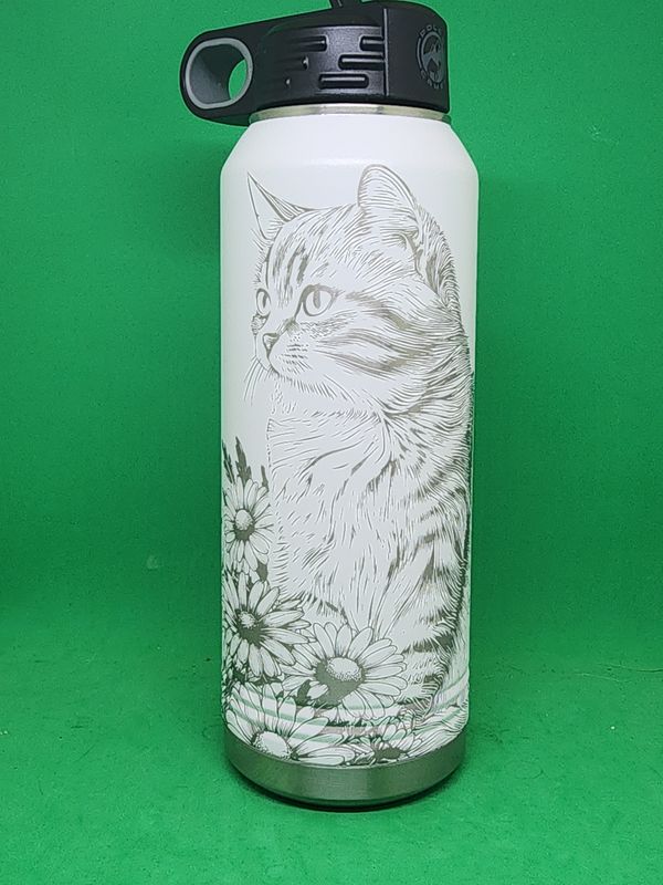 Insulated Bottle Cat Wrap Laser Engraved 20 oz Insulated Bottle