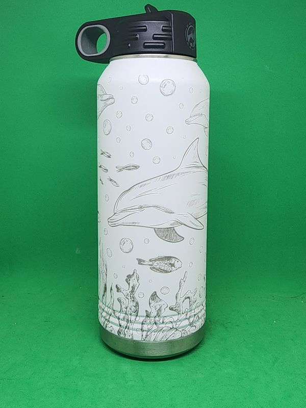 Insulated Bottle Dolphin Wrap Laser Engraved 20 oz Insulated Bottle
