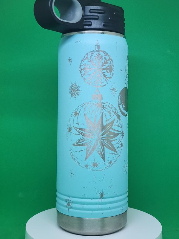 Insulated Bottle Christmas Ornament Wrap Laser Engraved 20 oz Insulated Bottle