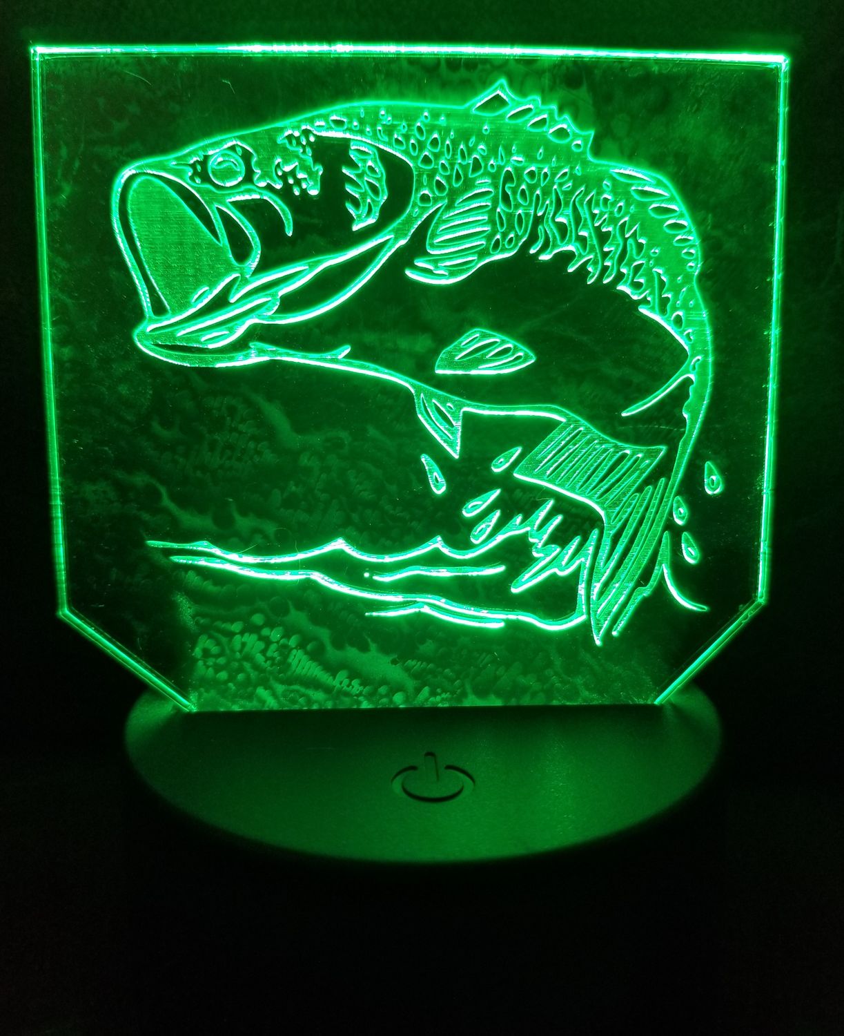 Night Light, Bass Jumping image, 3D Illusion, 7 Color Changing Light Base, Desk Light