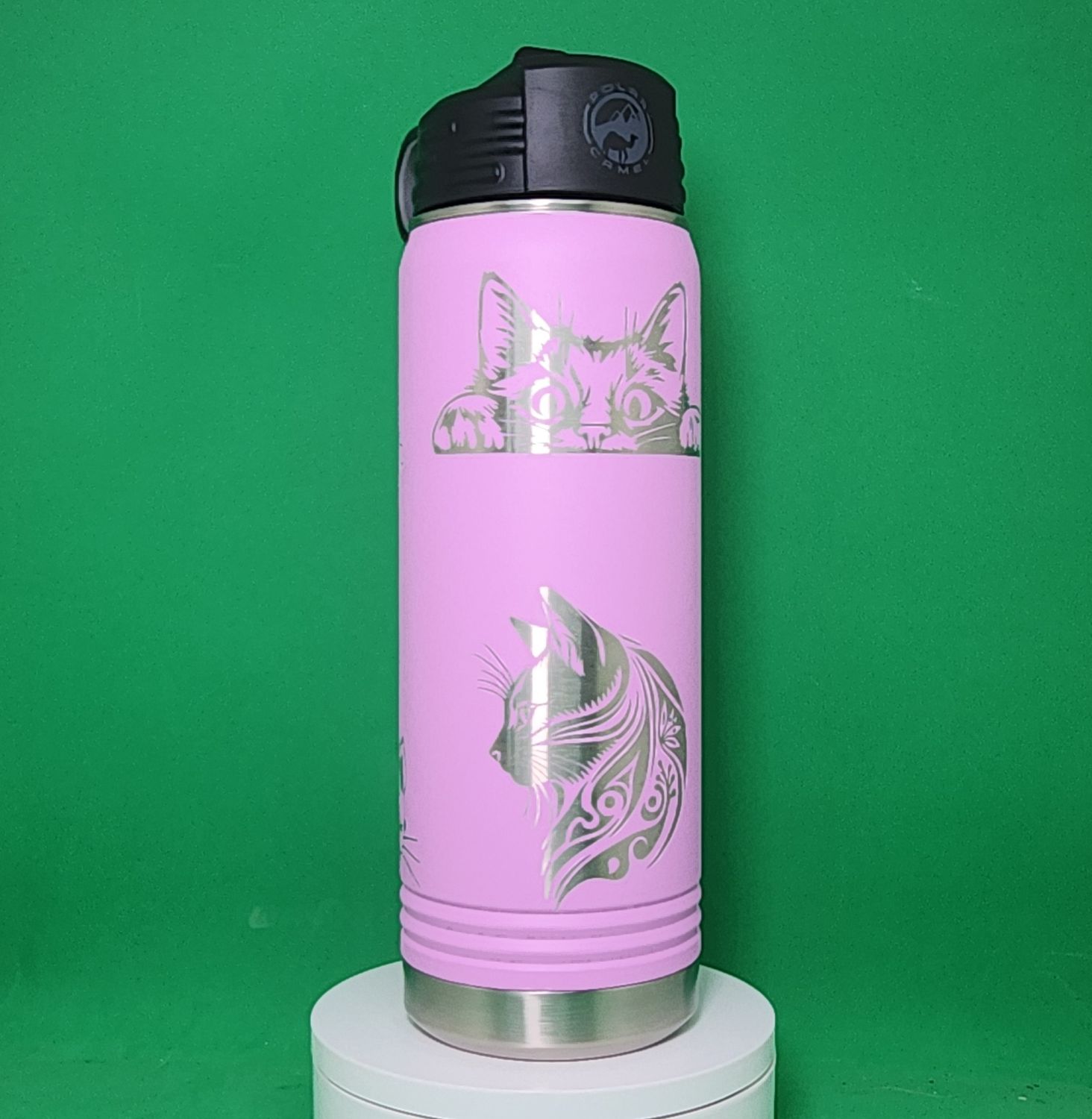 Insulated Bottle Cat Profiles Wrap Laser Engraved 20 oz