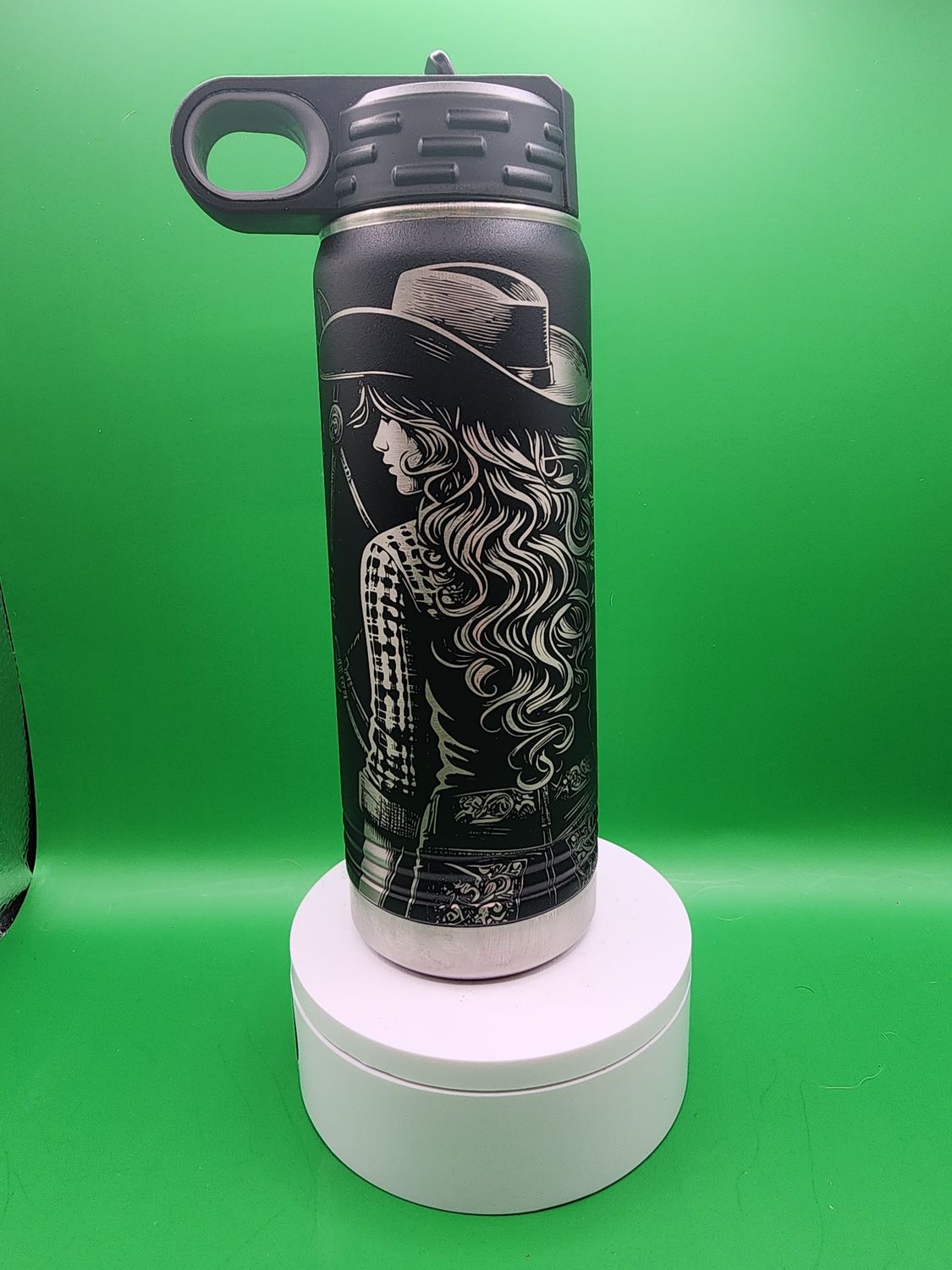 Insulated Bottle Cowgirl Wrap Laser Engraved 20 oz