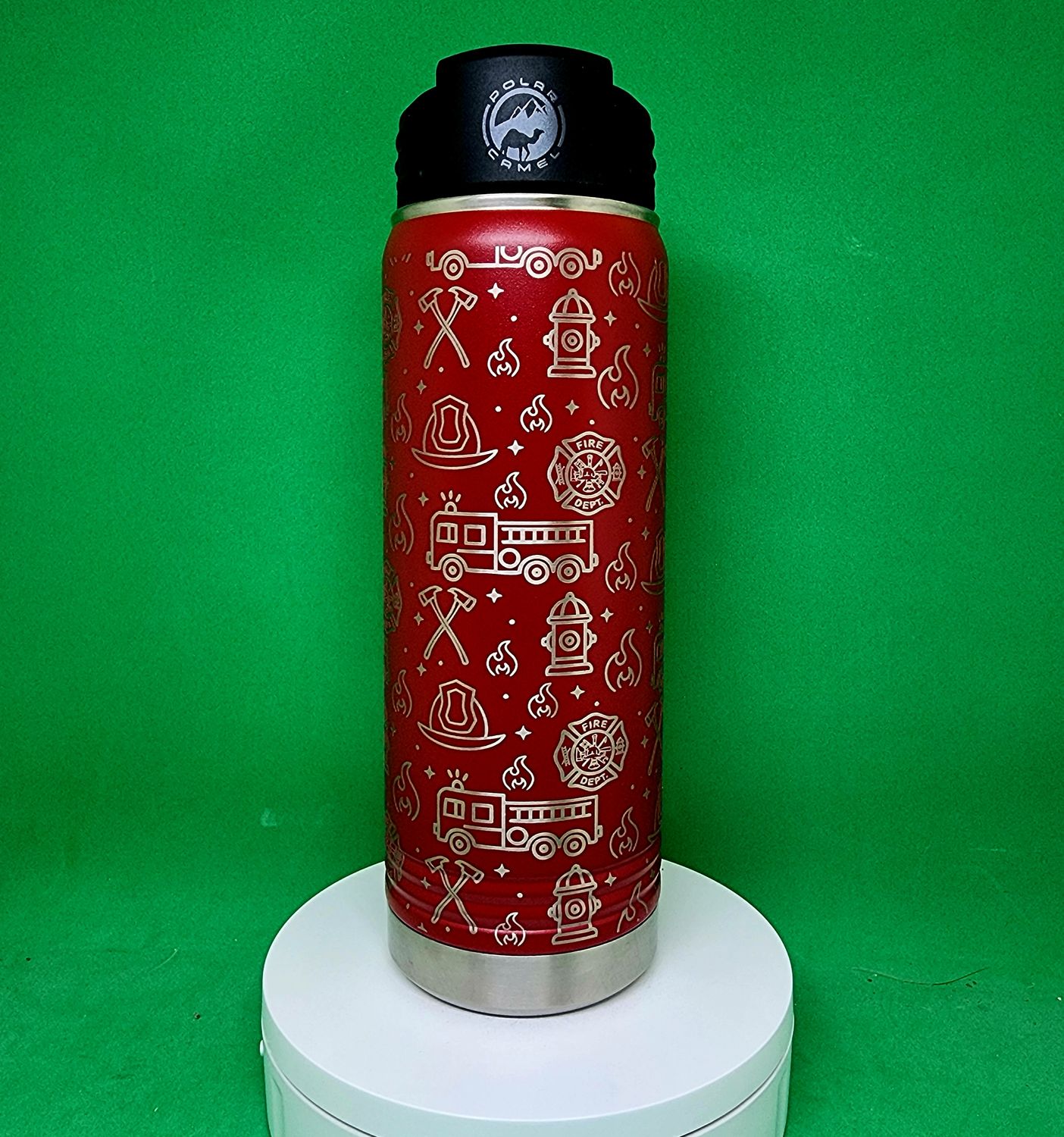 Insulated Bottle Firefighter Images Wrap Laser Engraved 20 oz Insulated Bottle