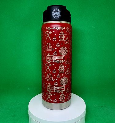 Insulated Bottle Firefighter Images Wrap Laser Engraved 20 oz Insulated Bottle