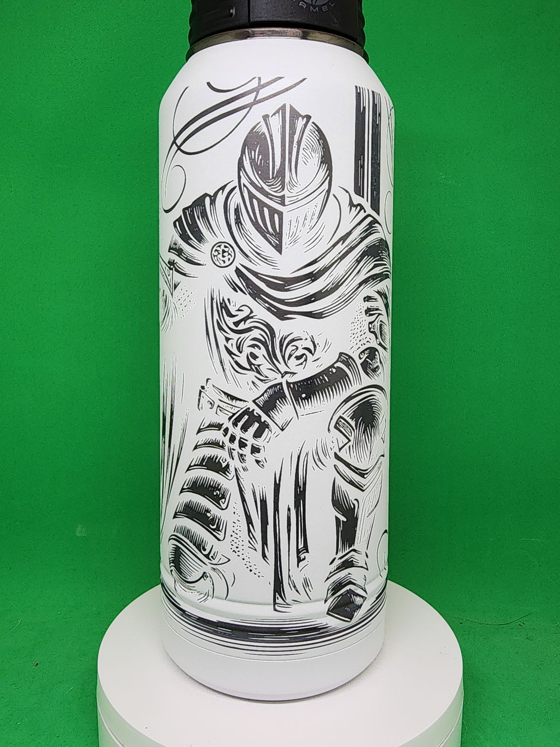 Insulated Bottle Crusader 1 Ghost Black Wrap Laser Engraved 32 oz