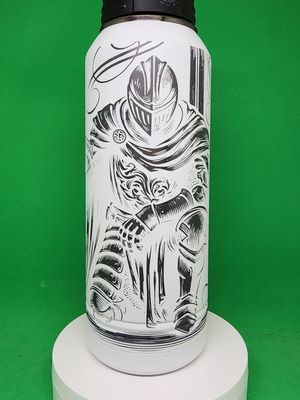 Insulated Bottle Crusader 1 Ghost Black Wrap Laser Engraved 32 oz