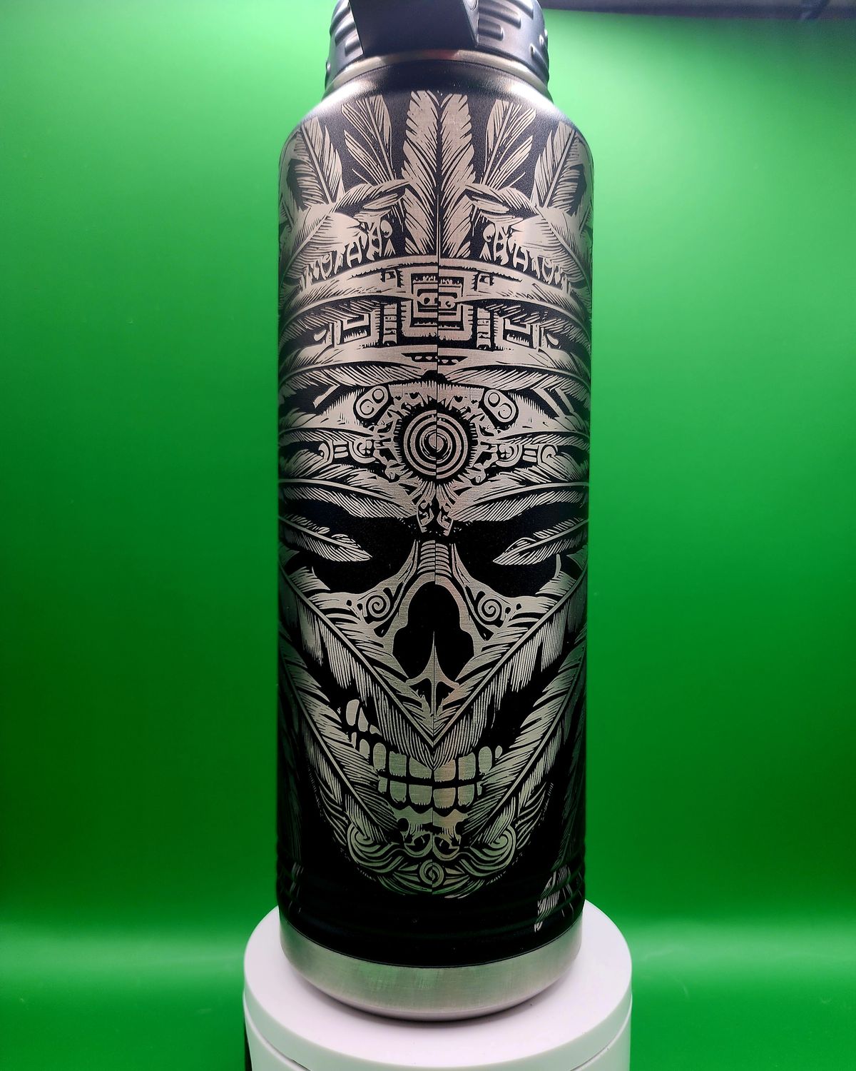 Insulated Bottle Aztec Warrior Wrap Laser Engraved 20 oz
