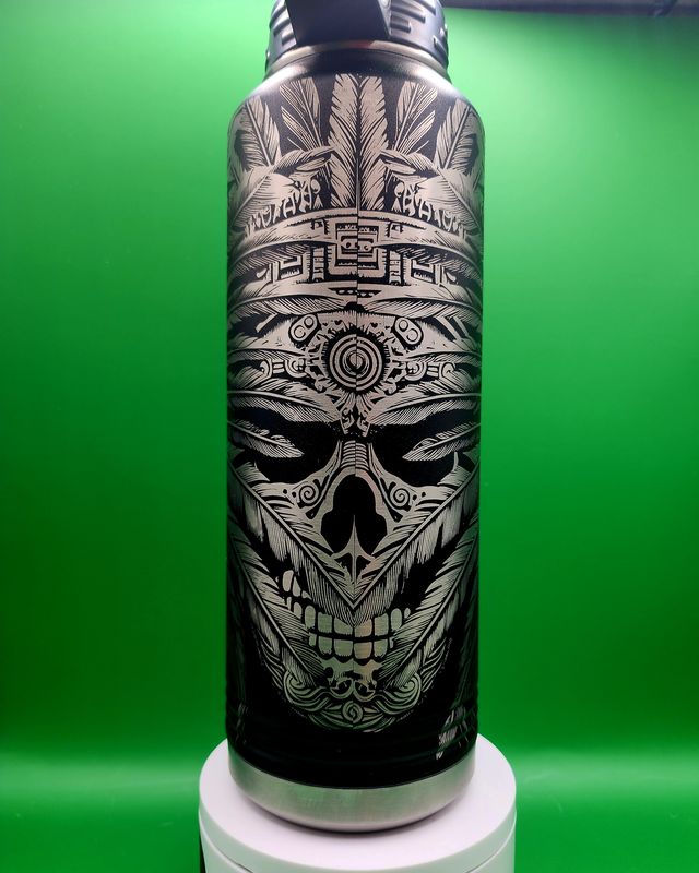 Insulated Bottle Aztec Warrior Wrap Laser Engraved 20 oz
