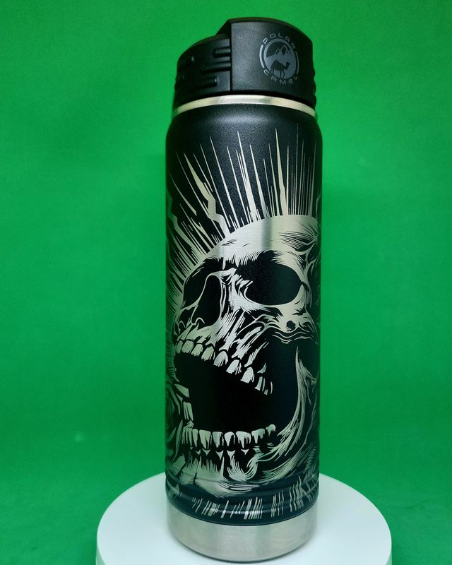 Insulated Bottle Skull Electric Wrap Laser Engraved 20 oz Insulated Bottle.