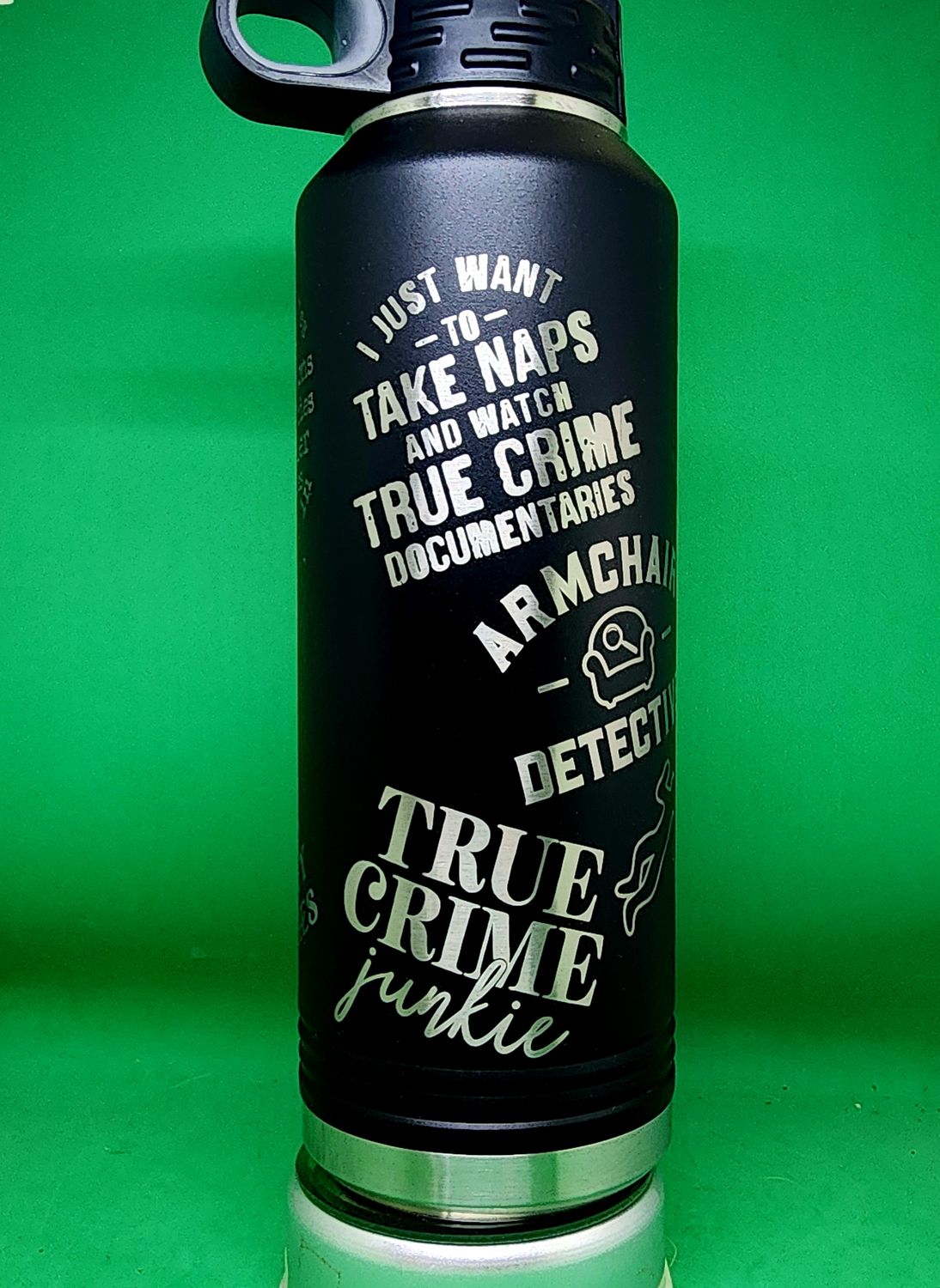 Insulated Bottle True Crime Wrap Laser Engraved