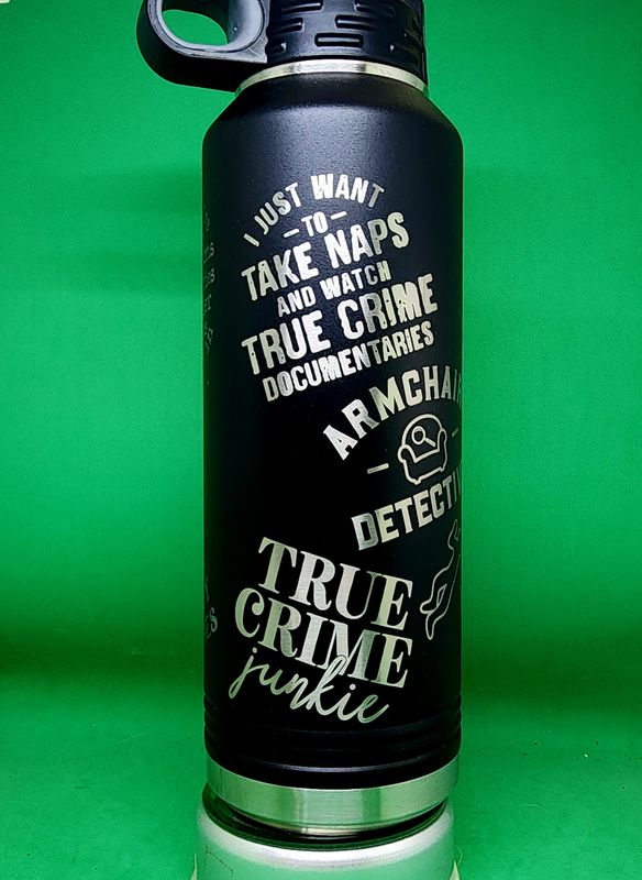 Insulated Bottle True Crime Wrap Laser Engraved