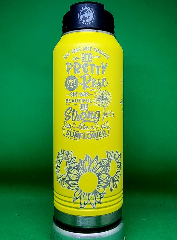 Insulated Bottle Sunflower Wrap Laser Engraved