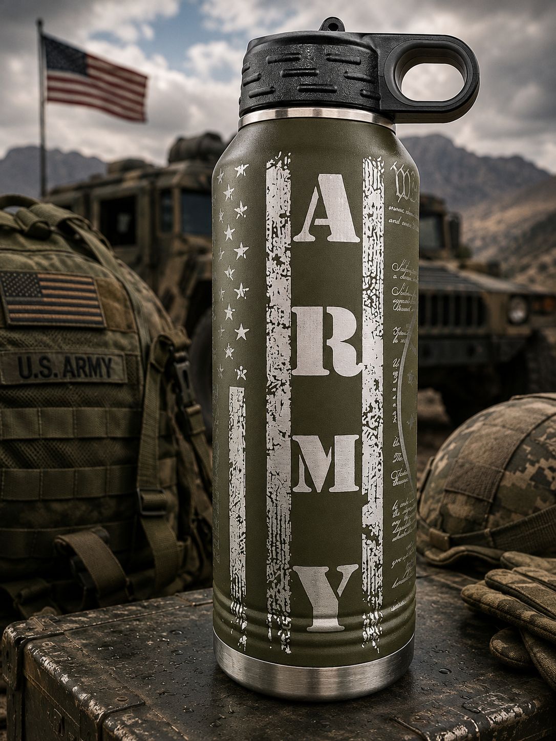 Insulated Bottle Army Wrap Laser Engraved Insulated Bottle