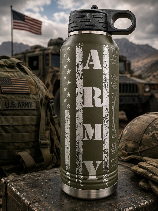Insulated Bottle Army Wrap Laser Engraved Insulated Bottle
