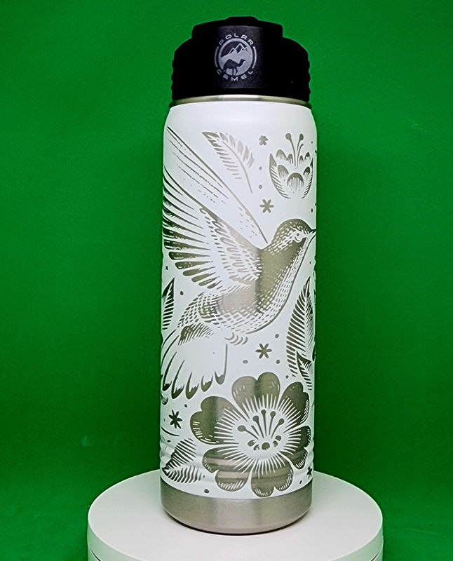 Insulated Bottle Hummingbird Wrap Laser Engraved