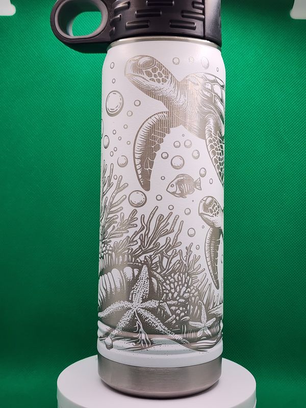 Insulated Bottle Turtles, Sea Turtles Wrap Laser Engraved