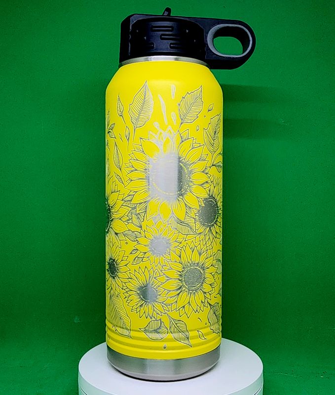Insulated Bottle Sunflower #2 Wrap Laser Engraved