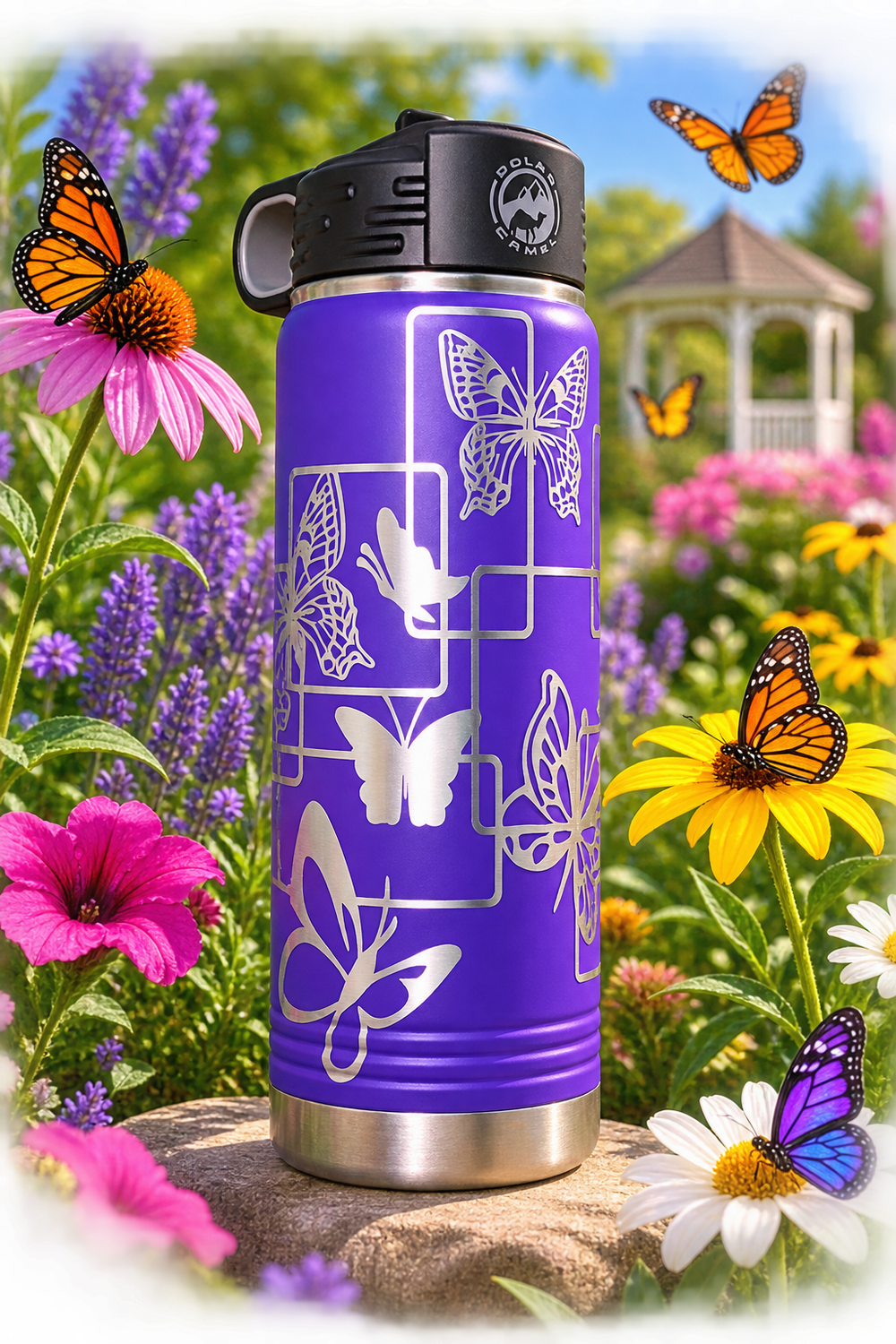 Insulated Bottle Butterfly Wrap Laser Engraved
