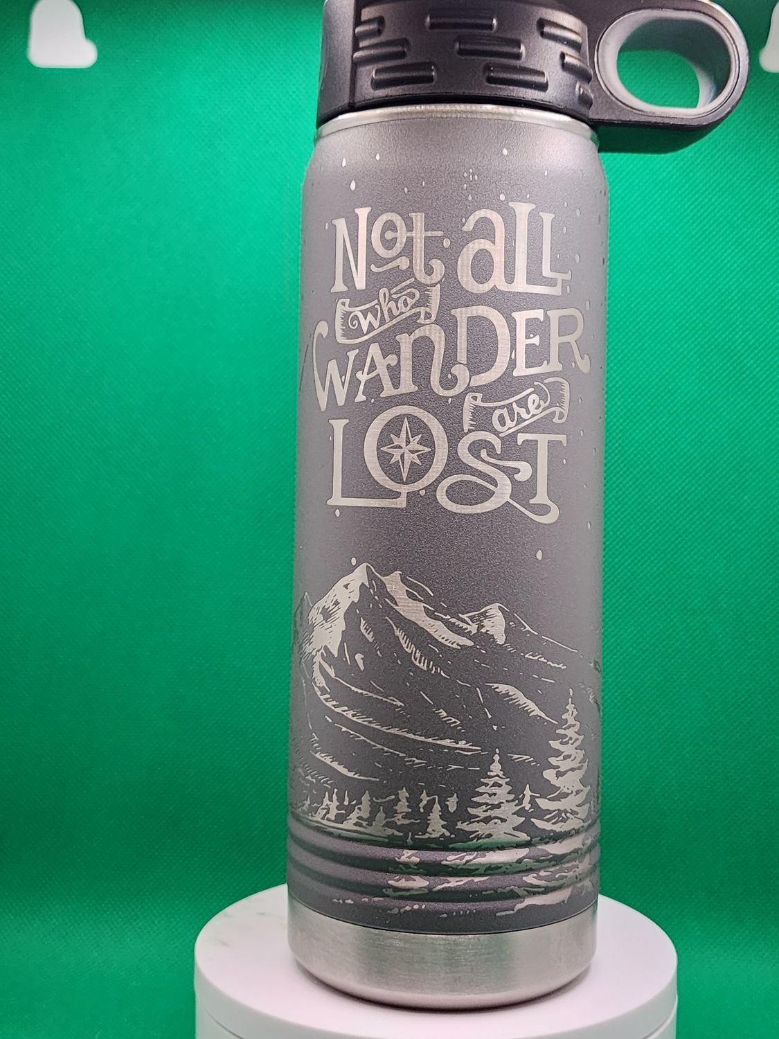 Insulated Bottle, Not All Who Wander Are Lost, Wrap Laser Engraved