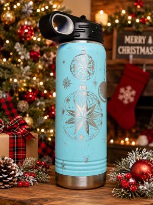 Insulated Bottle Christmas Ornament Wrap Laser Engraved