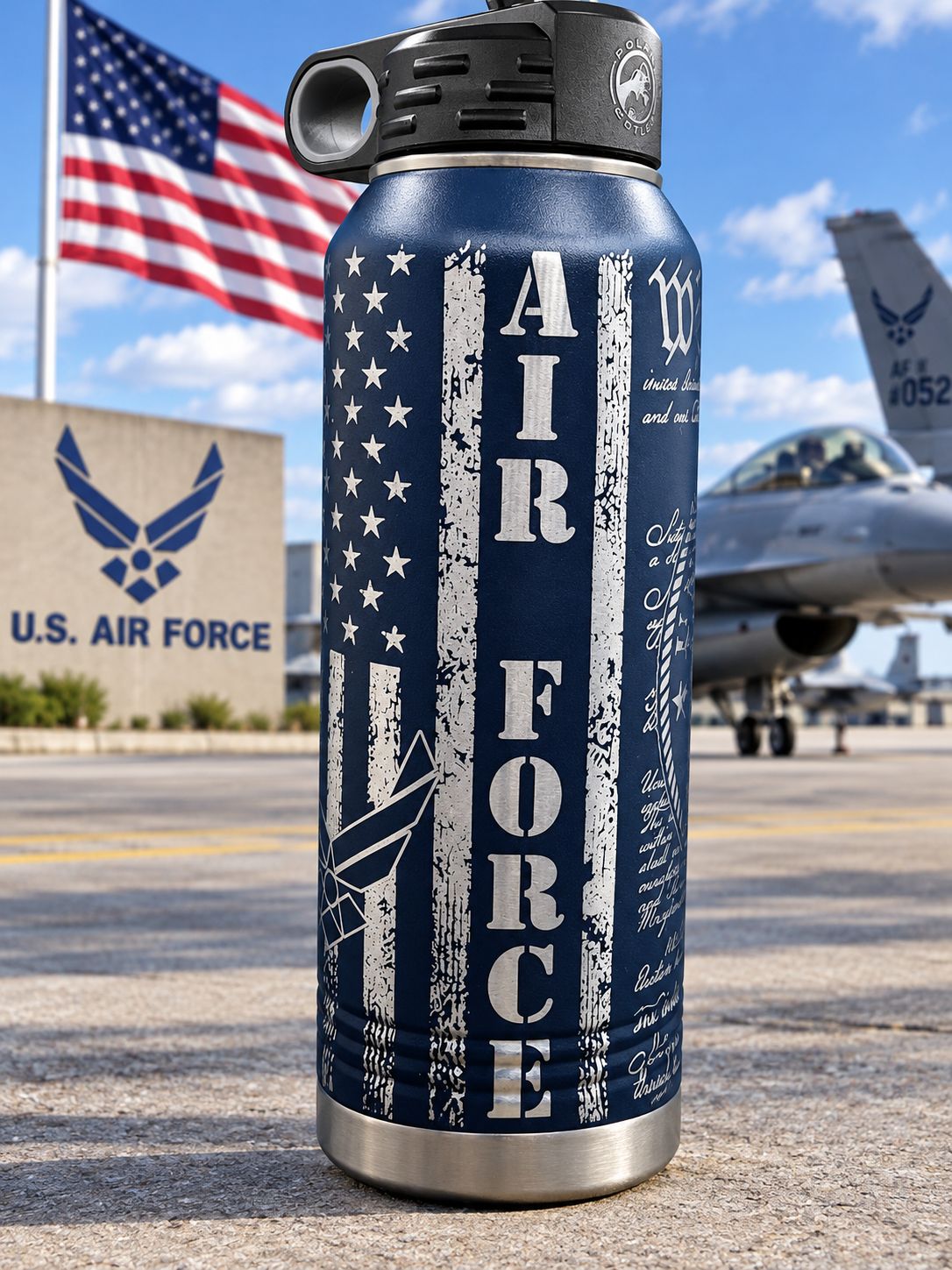 Insulated Bottle Air Force Wrap Laser Engraved