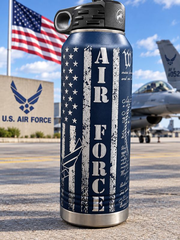 Insulated Bottle Air Force Wrap Laser Engraved