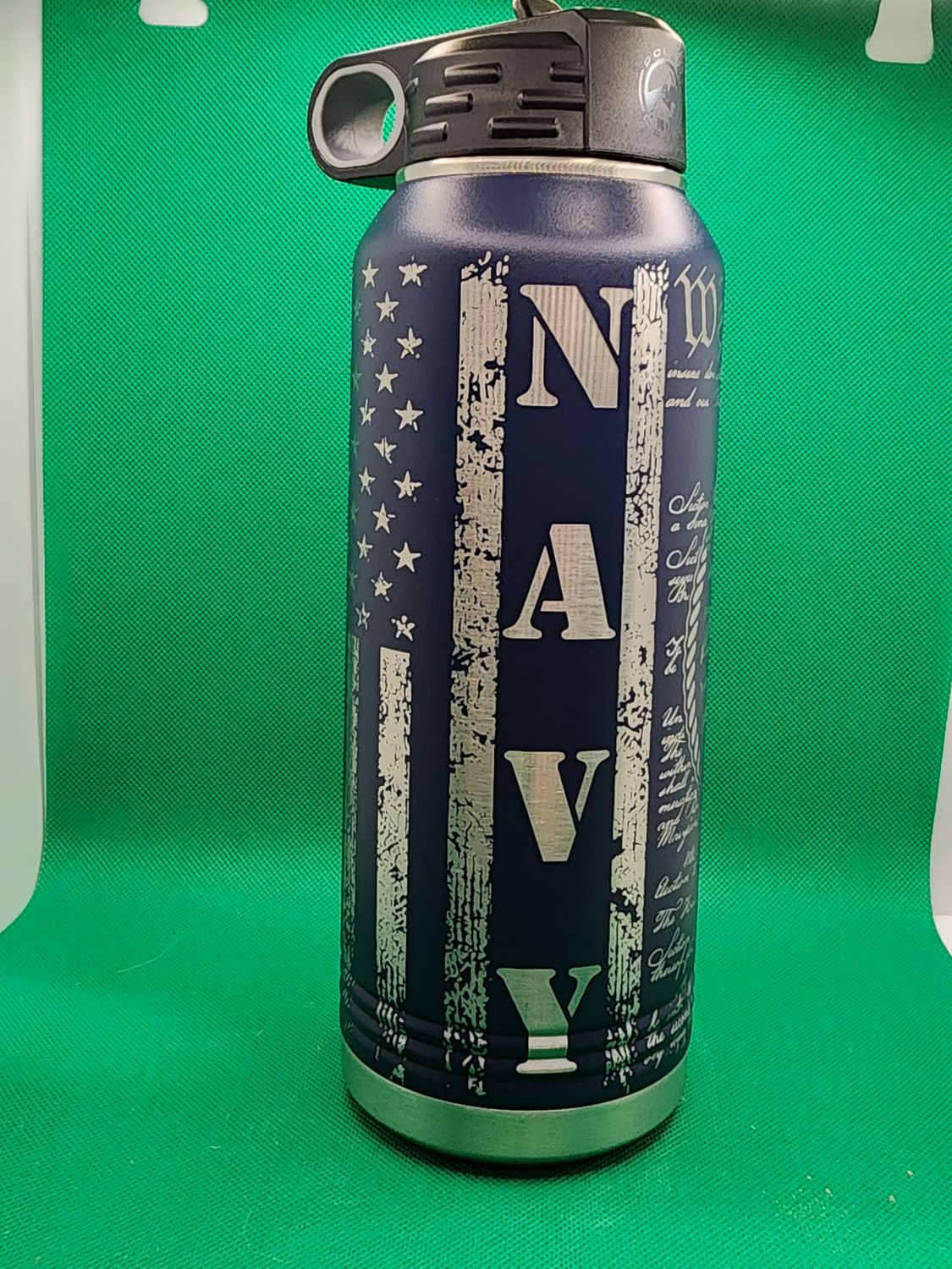 Insulated Bottle Navy Wrap Laser Engraved