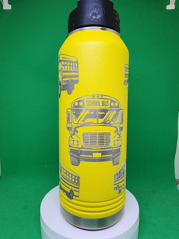 Insulated Bottle School Bus, Bus Driver, Wrap Laser Engraved