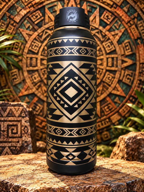 Insulated Bottle Aztec Wrap in Black and Rose Gold Laser Engraved  Insulated Bottle