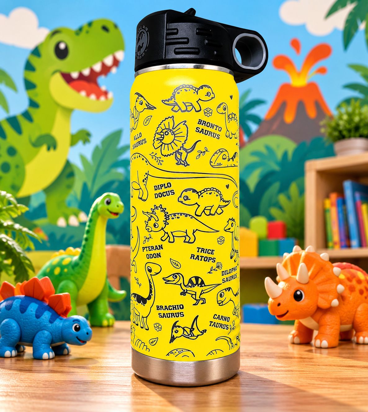 Insulated Bottle Dinosaur Wrap Laser Engraved