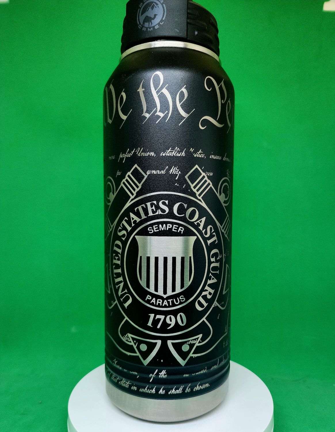 Insulated Bottle Coast Guard Wrap Laser Engraved Bottle