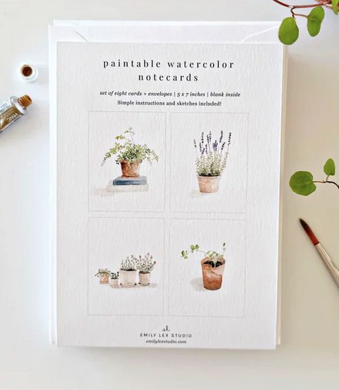 Potted Plants Paintable Notecards