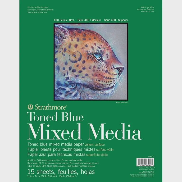 #400 TONED BLUE MIX MEDIA 11X14 GLUE 15
