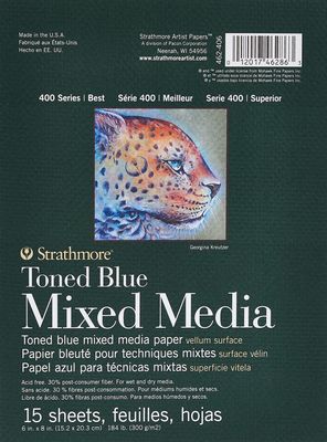 #400 TONED BLUE MIX MEDIA 6X8 GLUE 15