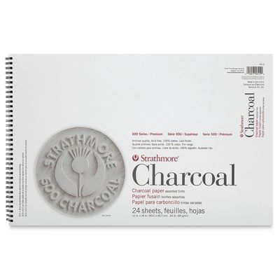 #500 CHARCOAL WHITE SPIRAL TOP 24 SHEETS 64LB 12X18
