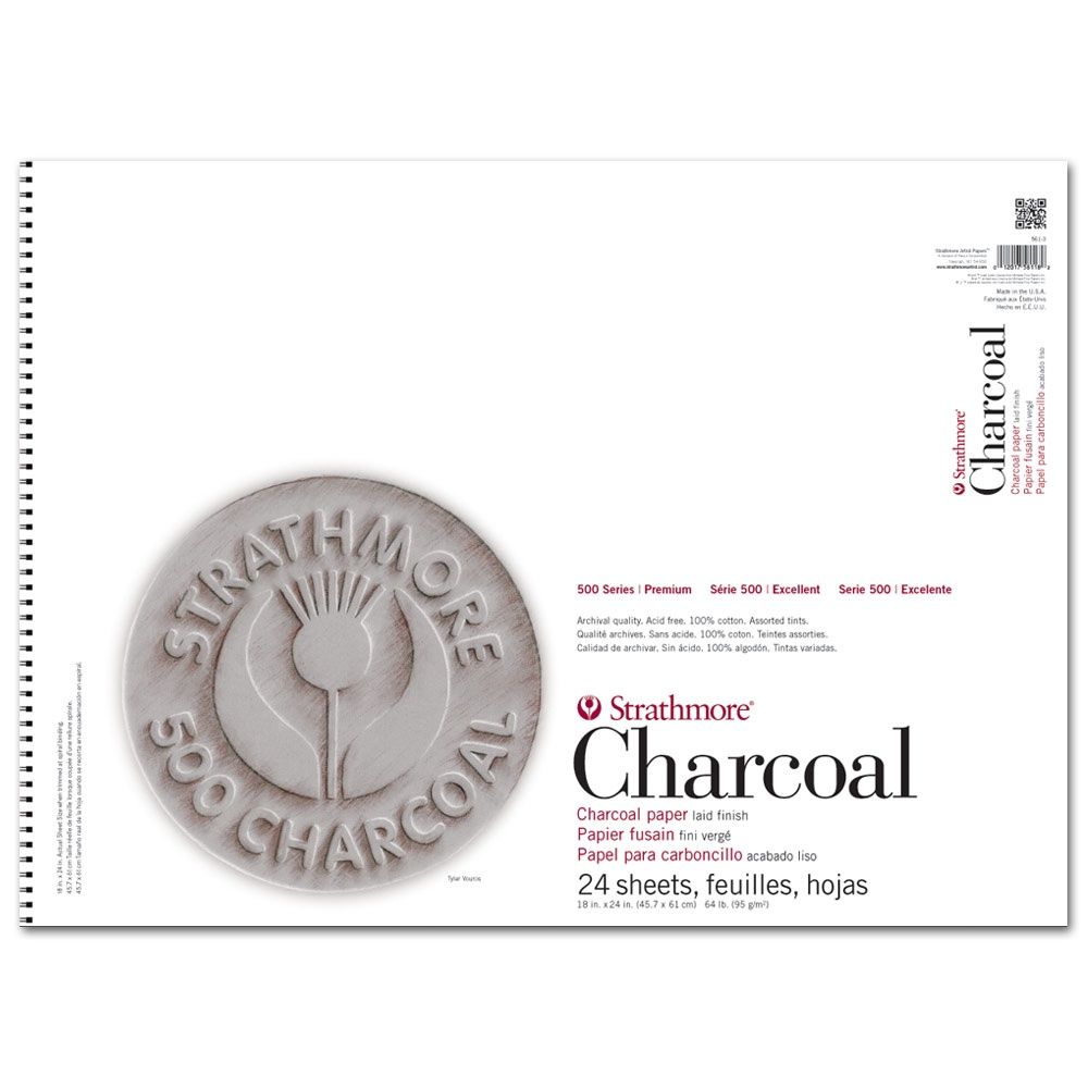 #500 CHARCOAL ASSORTED TINTS SPIRAL TOP 24 SHEETS 64LB 18X24