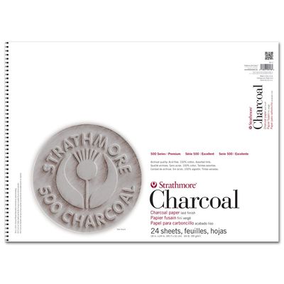 #500 CHARCOAL ASSORTED TINTS SPIRAL TOP 24 SHEETS 64LB 18X24