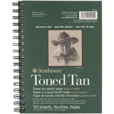 #400 TONED TAN SKETCH WIRE BOUND 80LB 50 SHEET 5.5 X 8.5