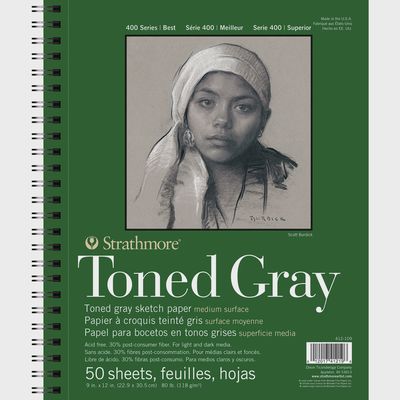 #400 TONED GRAY SKETCH WIRE BOUND 80LB 50 SHEET 9 X 12