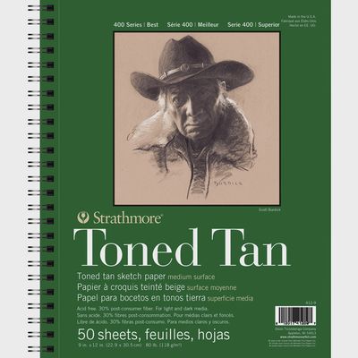 #400 TONED TAN SKETCH WIRE BOUND 80LB 50 SHEET 9 X 12