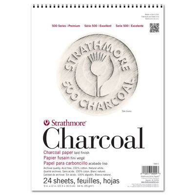 #500 CHARCOAL WHITE SPIRAL TOP 24 SHEETS 64LB 9X12