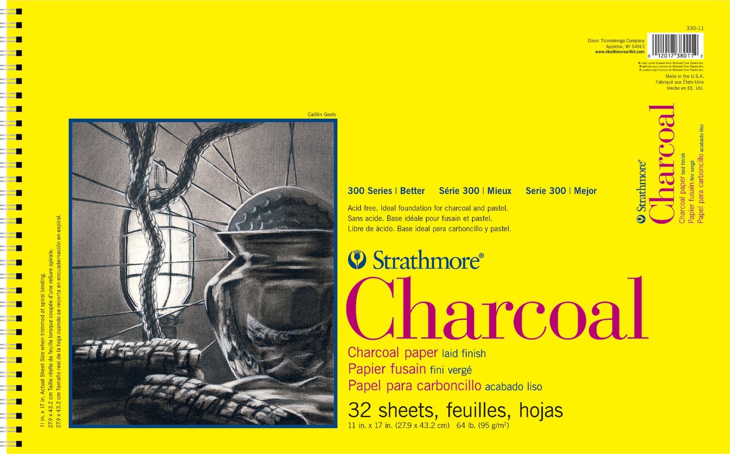 #300 CHARCOAL WHITE SPIRAL TOP 32 SHEETS 64LB 11X17