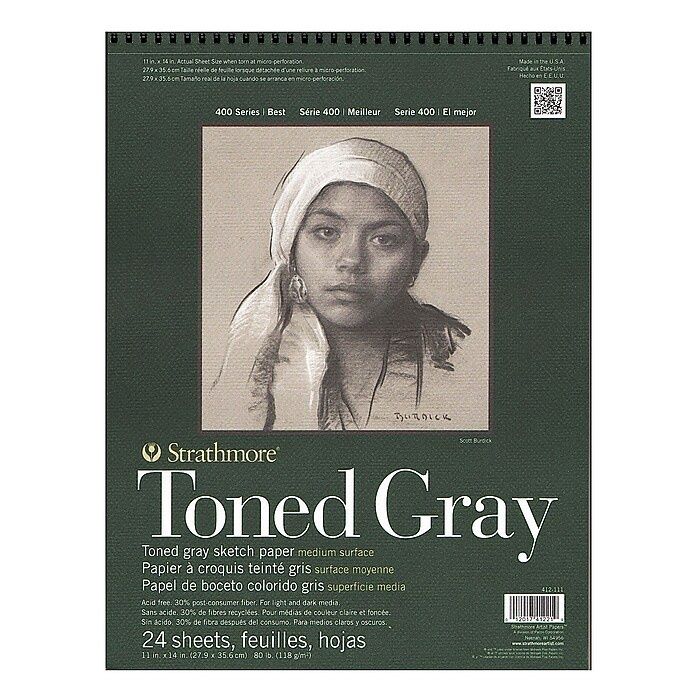 #400 TONED GRAY SKETCH WIRE BOUND 80LB 24 SHEET 11X14