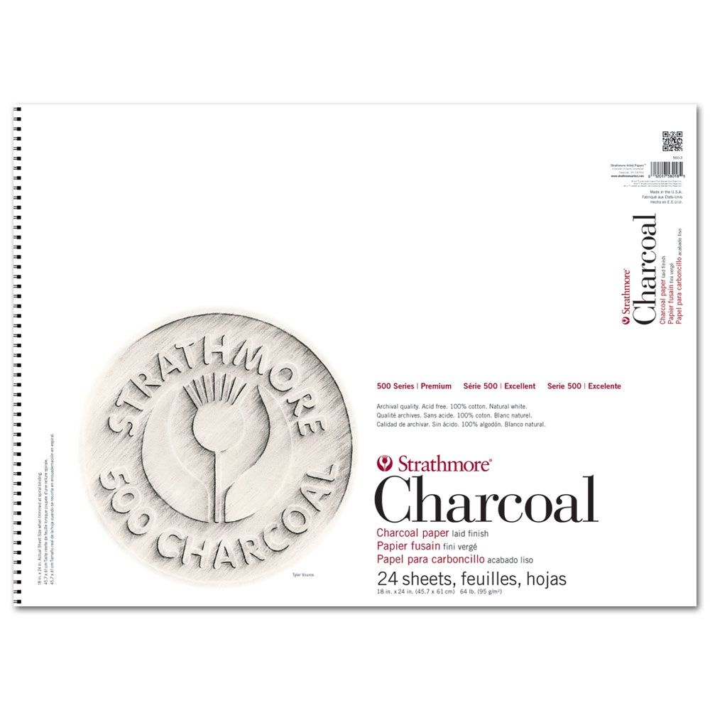 #500 CHARCOAL WHITE SPIRAL TOP 24 SHEETS 64LB 18X24