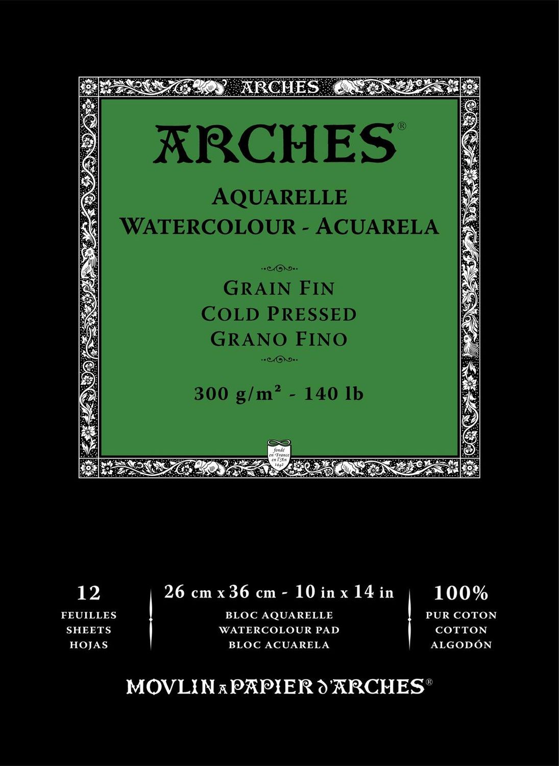 ARCHES WATERCOLOUR COLD PRESSED PAD NATURAL WHITE 140LB 10X14