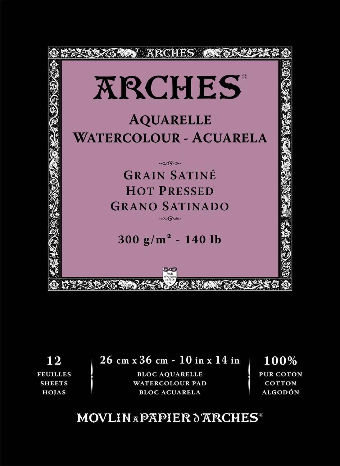 ARCHES WATERCOLOUR HOT PRESSED PAD NATURAL WHITE 140LB 10X14