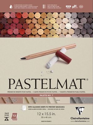 CLAIREFONTAINE PASTELMAT 12X15.5 PALETTE 7 ASSORTED 12 SHEETS