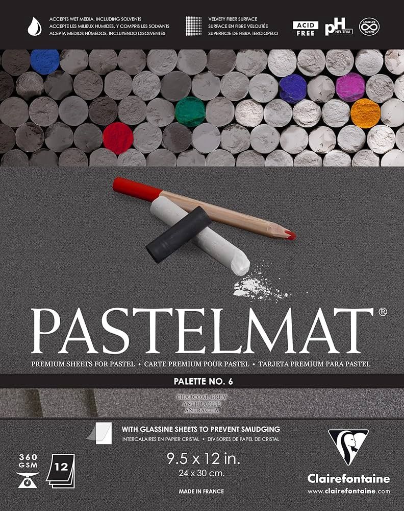 CLAIREFONTAINE PASTELMAT 9.5X12 PALETTE 6 CHARCOAL  12 SHEETS