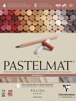 CLAIREFONTAINE PASTELMAT 9.5X12 PALETTE 7 ASSORTED 12 SHEETS