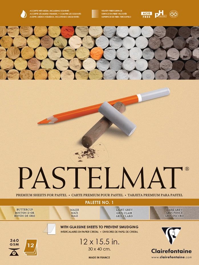 CLAIREFONTAINE PASTELMAT 12X15.5 PALETTE 1 ASSORTED 12 SHEETS